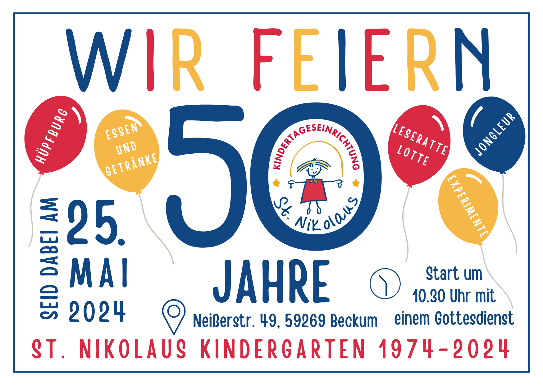  50 Jahre St. Nikolaus Kindergarten 1974 – 2024 – Willkommen Motiv 
